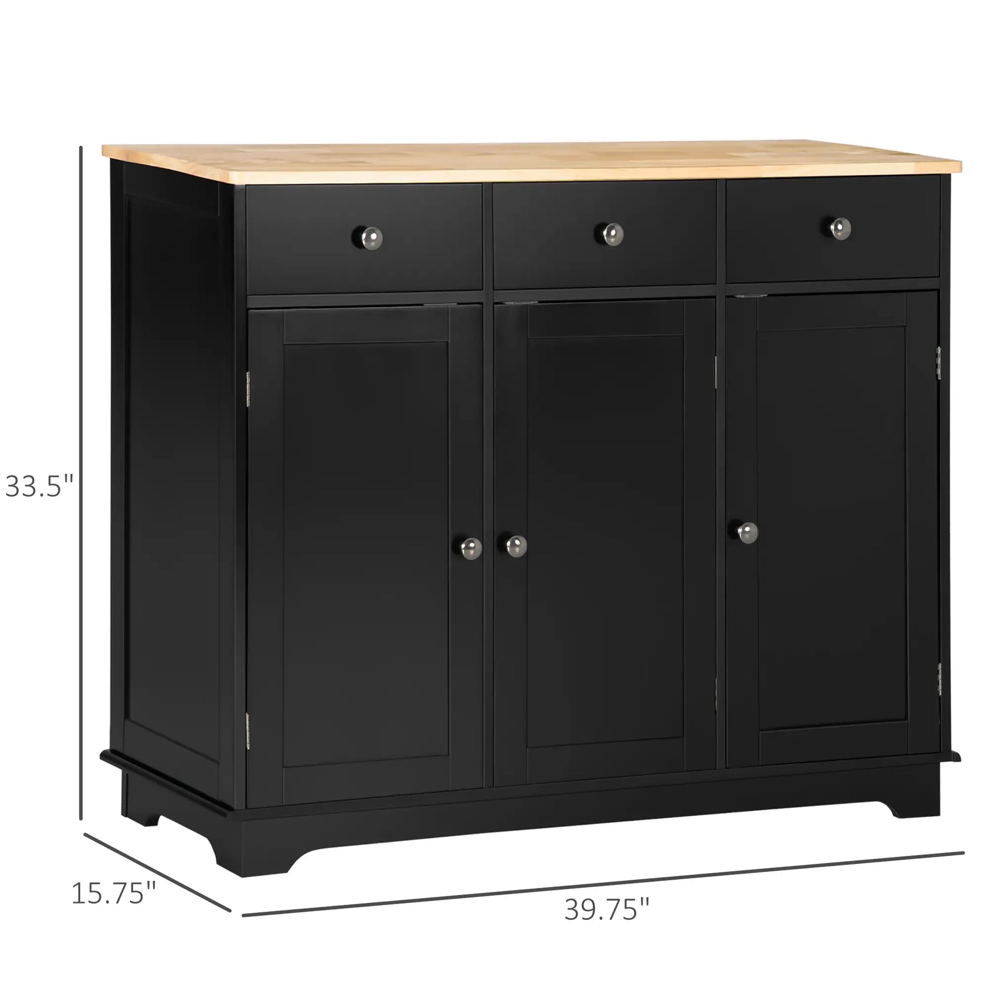 Modern Sideboard, Storage Cabinet with Drawers, Adjustable Shelves, Black Bar Cabinets at Gallery Canada