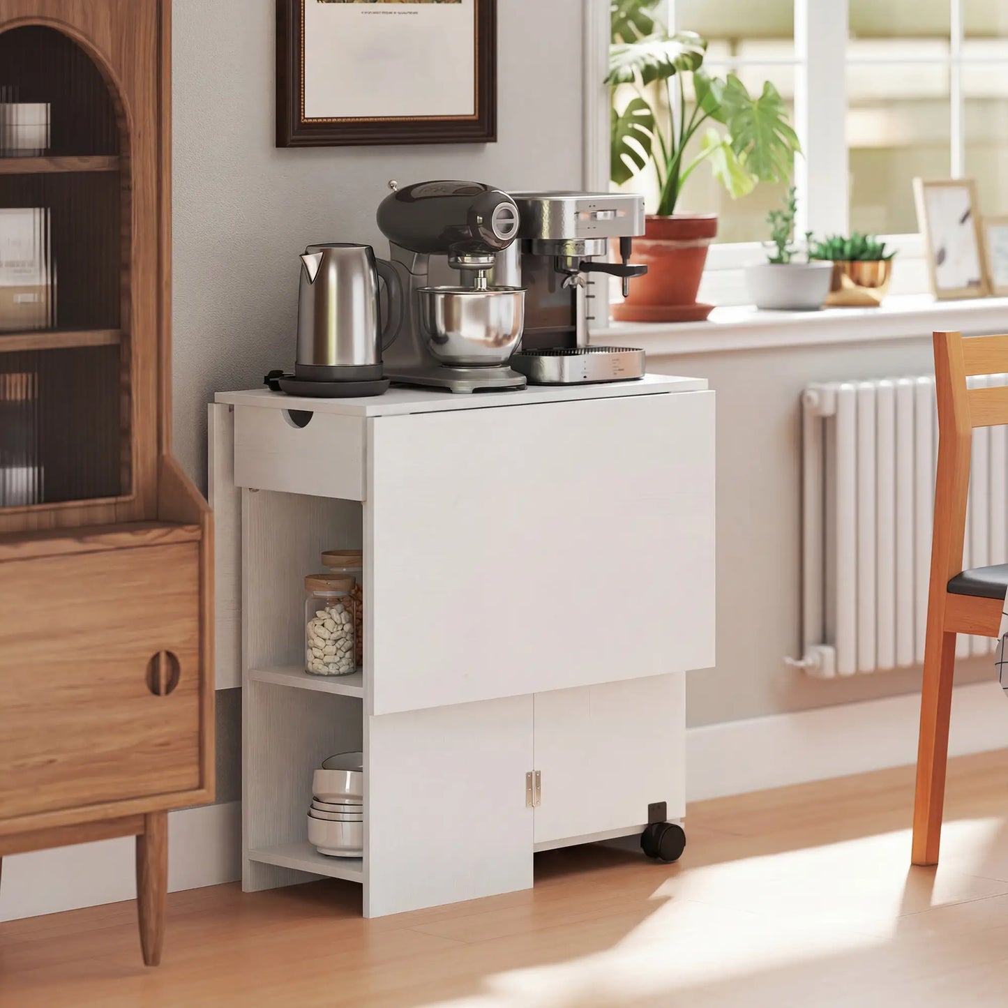 Folding Dining Table With Storage Drop Leaf, White Dining Tables at Gallery Canada
