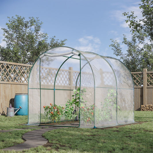 6.6' x 8.2' x 6.6' Dome Tunnel Greenhouse Plant Shed Garden Hot House Growing Tent w/ Roll Up Door, Transparent - Gallery Canada