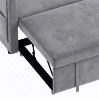 52" Velvet Sofa Bed, Pull Out Sleeper, USB Ports, Dark Grey