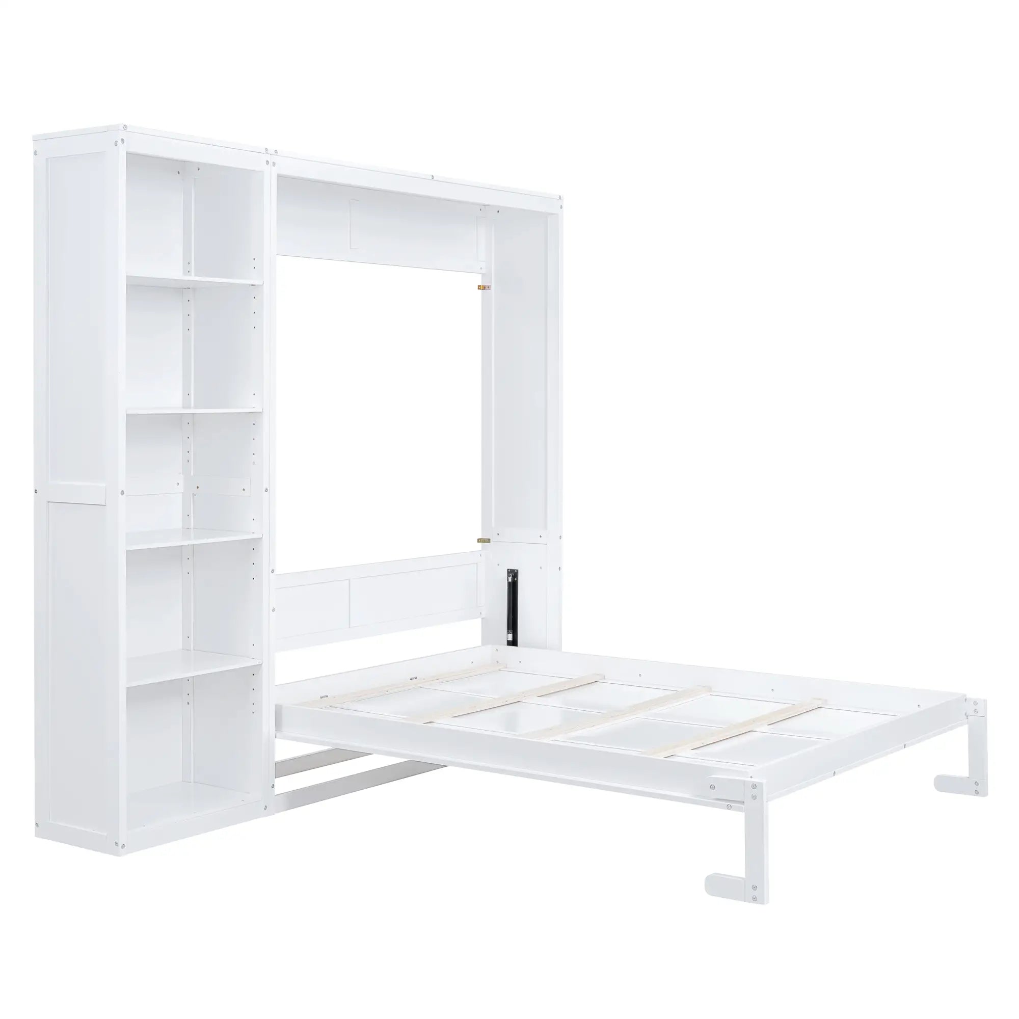 Murphy Bed with Shelves, Dual Piston Mechanism, 94
