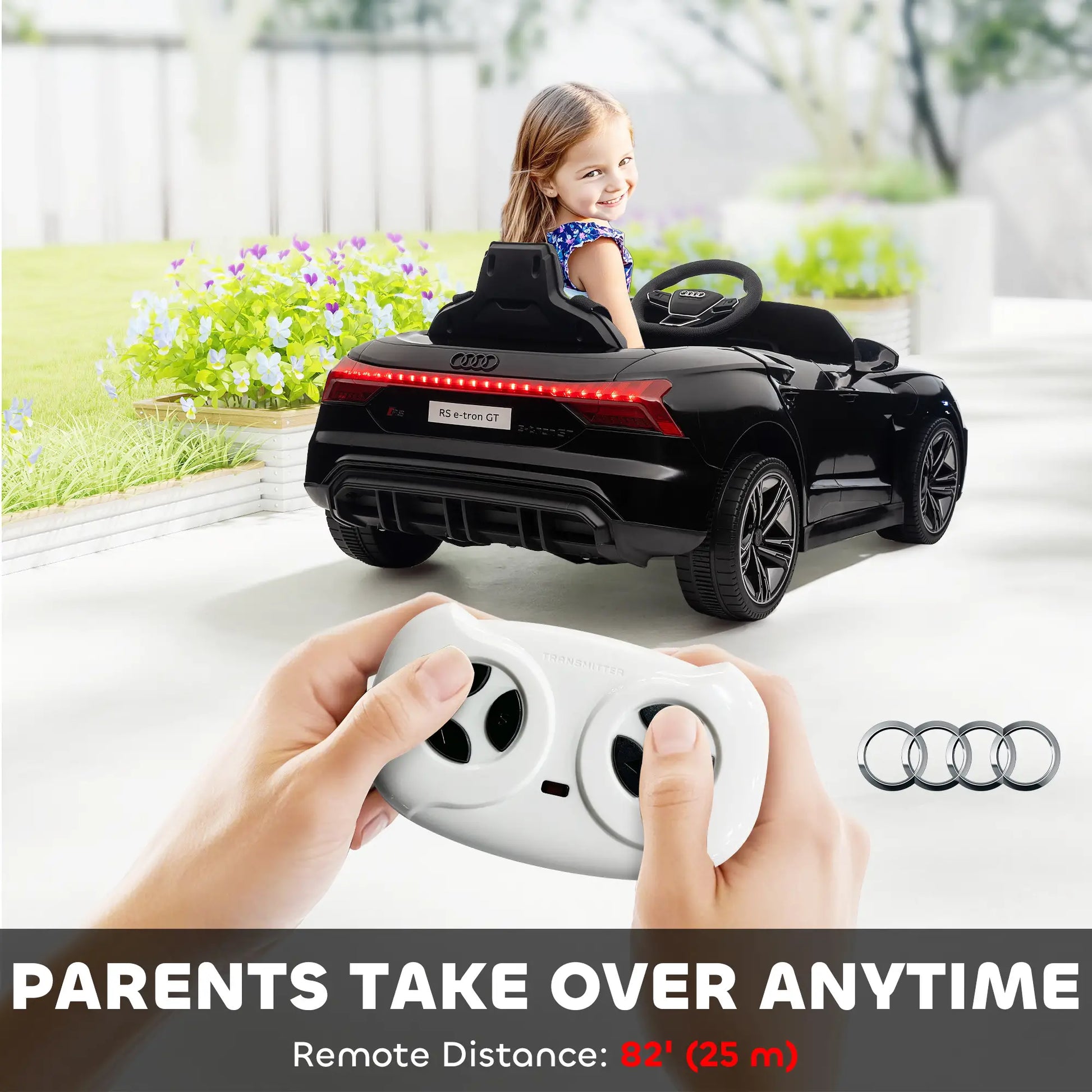 12V Ride-On Toy Car with Remote Control, 3.1 MPH, Black Electric Toy Cars at Gallery Canada