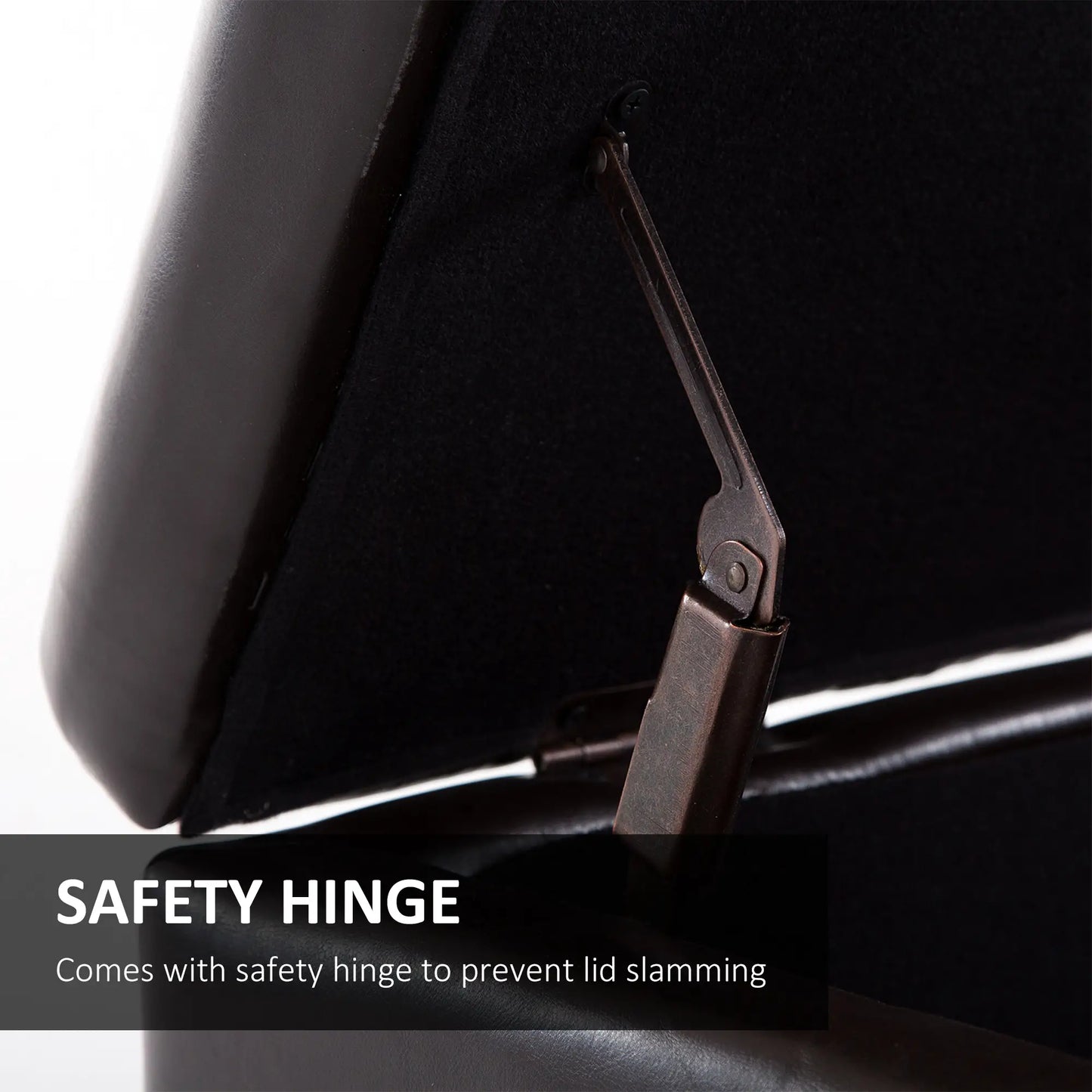 Storage Ottoman Bench, 51 Inches PU Leather, Solid Wood Legs, Brown Storage Ottomans & Benches at Gallery Canada