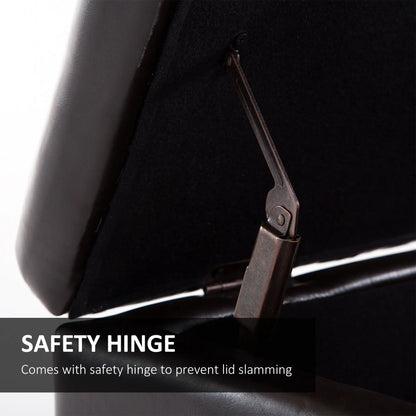 Storage Ottoman Bench, 51 Inches PU Leather, Solid Wood Legs, Brown Storage Ottomans & Benches at Gallery Canada