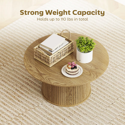 31.5 Inch Round Coffee Table, Nordic Style, Oak Coffee Tables at Gallery Canada