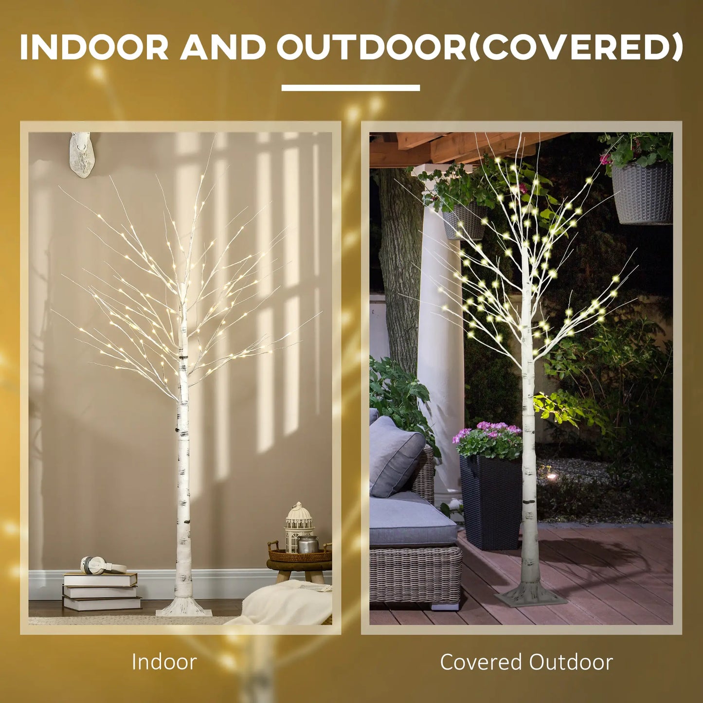 6 ft Pre-Lit LED Artificial Birch Tree, Indoor Outdoor Use Artificial Tree at Gallery Canada