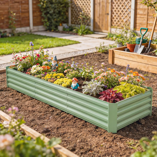 8 x 2.6 x 1.5ft Galvanized Raised Garden Bed, Light Green Planter Box, Light Green Galvanized Planter Boxes Light Green at Gallery Canada