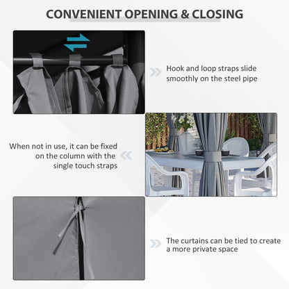 13'x10' Steel Patio Gazebo, Soft Top, 6 Removable Curtains, Grey Gazebos at Gallery Canada