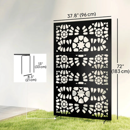 Metal Outdoor Privacy Screen 72x38 Freestanding, Black Side Awnings at Gallery Canada