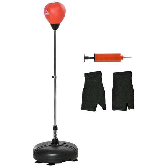 Freestanding Punching Bag Set with Stand, Speedball & Gloves, 52.4"-59.4" H Punching Bag Stands Black, Red at Gallery Canada