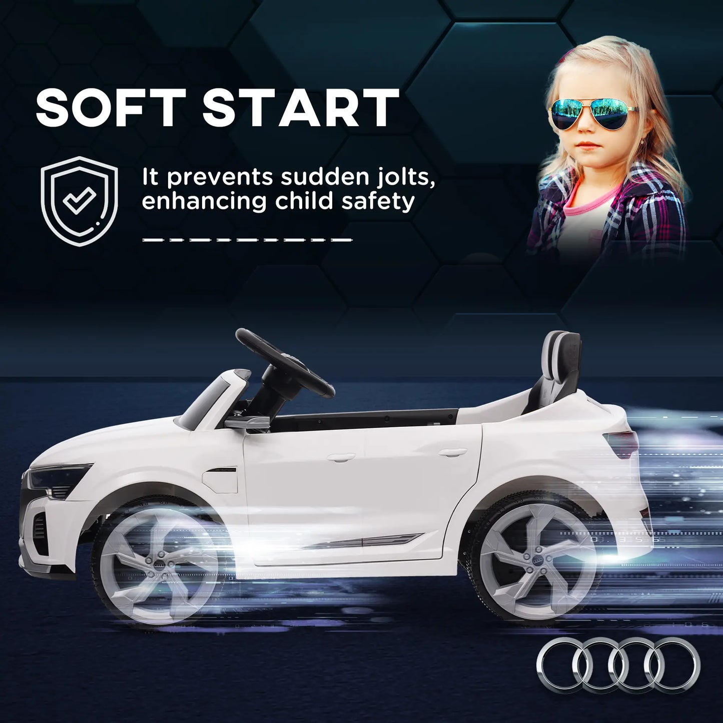 12V Kids Electric Car, Audi Q8 E-Tron Sportback, Remote Control, White Electric Toy Cars at Gallery Canada