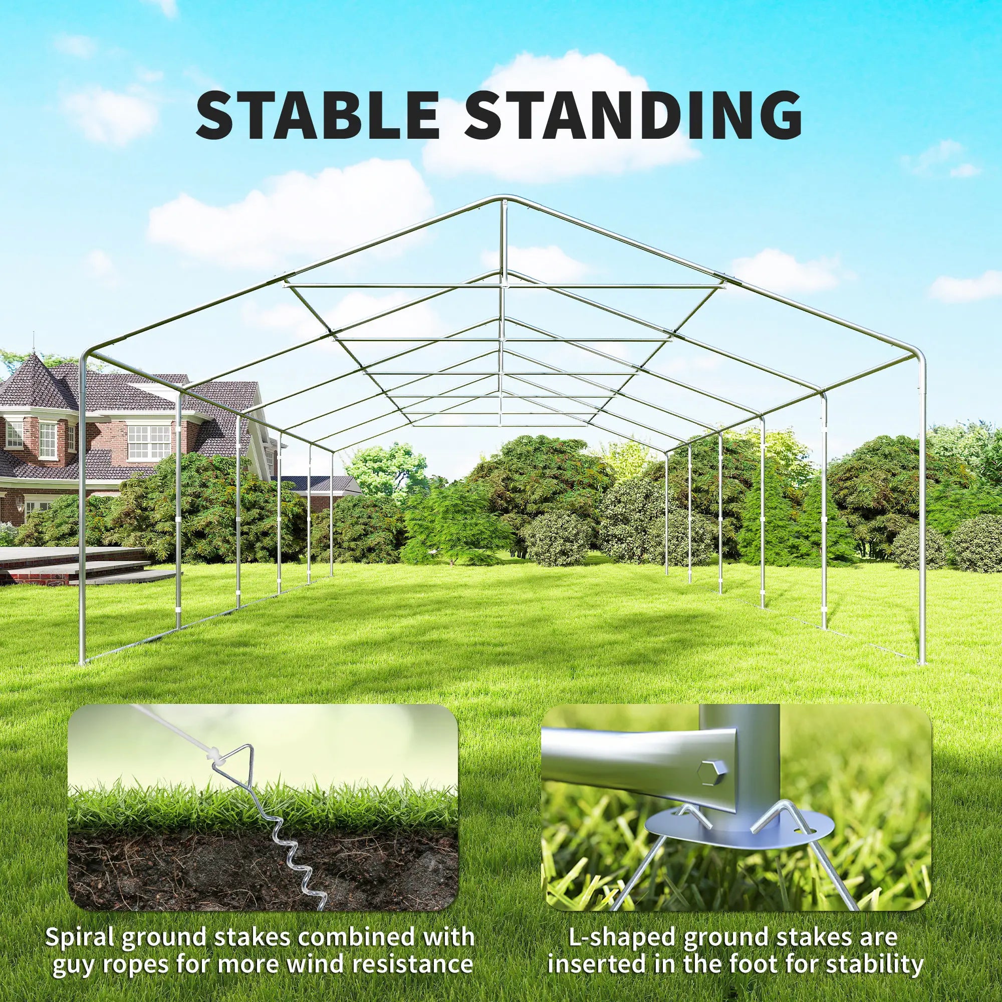 20'x33' Heavy Duty Party Tent, Portable Garage Canopy, White Canopy Tents at Gallery Canada