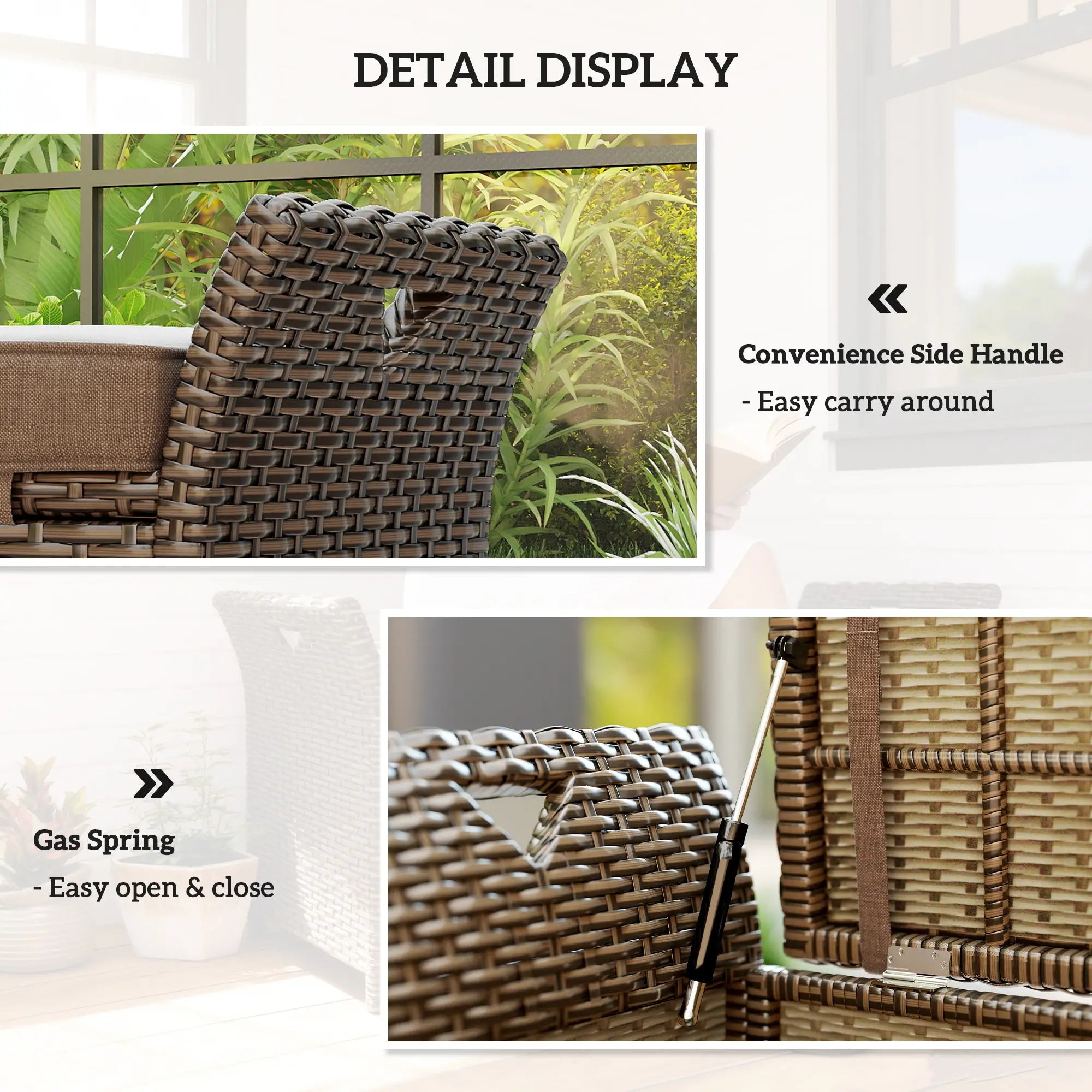 2-In-1 Outdoor Storage Bench, 29 Gallon Wicker Deck Box, Tan Patio Storage Boxes at Gallery Canada