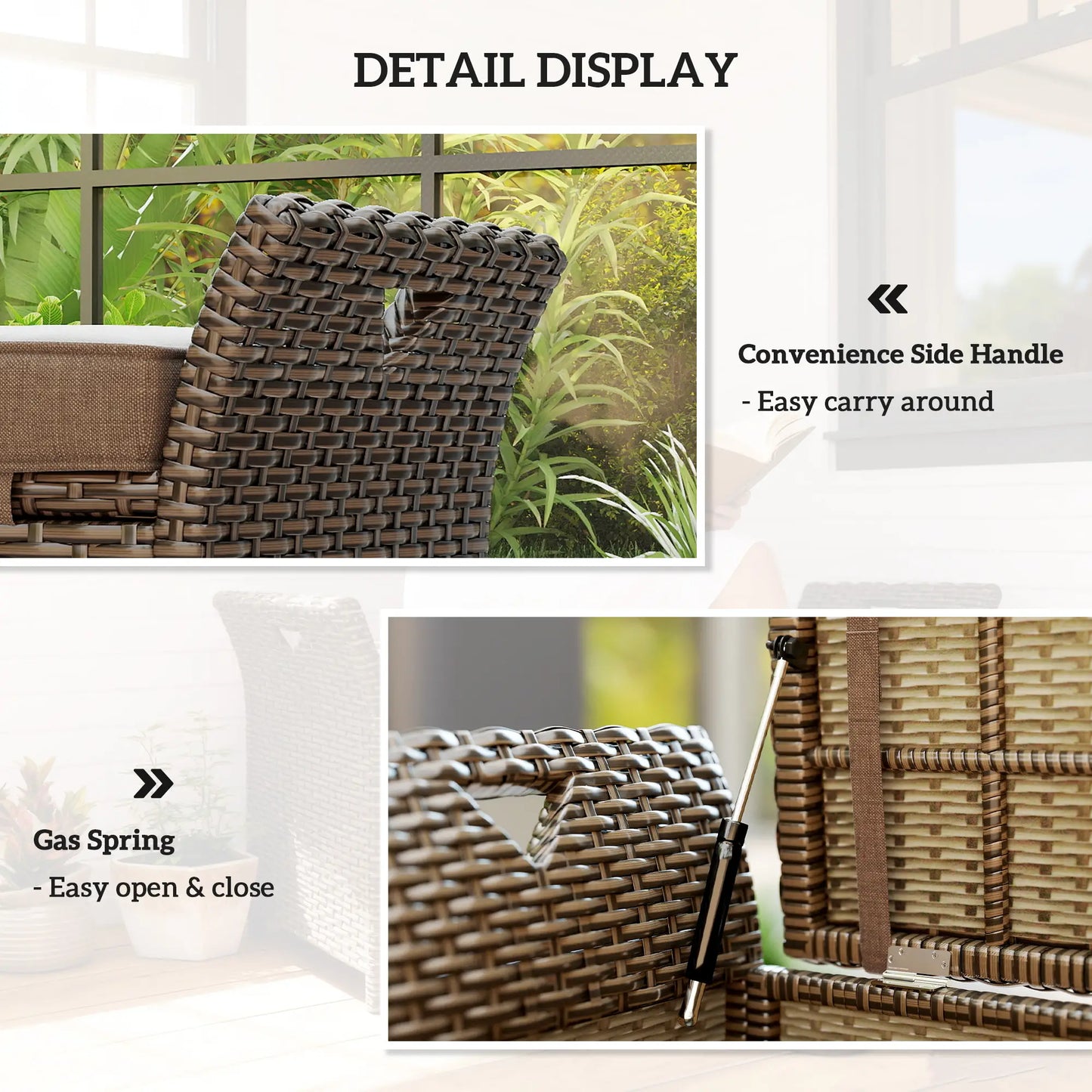 2-In-1 Outdoor Storage Bench, 29 Gallon Wicker Deck Box, Tan Patio Storage Boxes at Gallery Canada