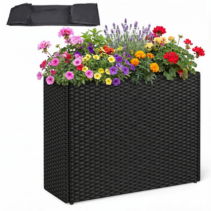 Lit de jardin surélevé, pot de fleurs en osier PE, doublure