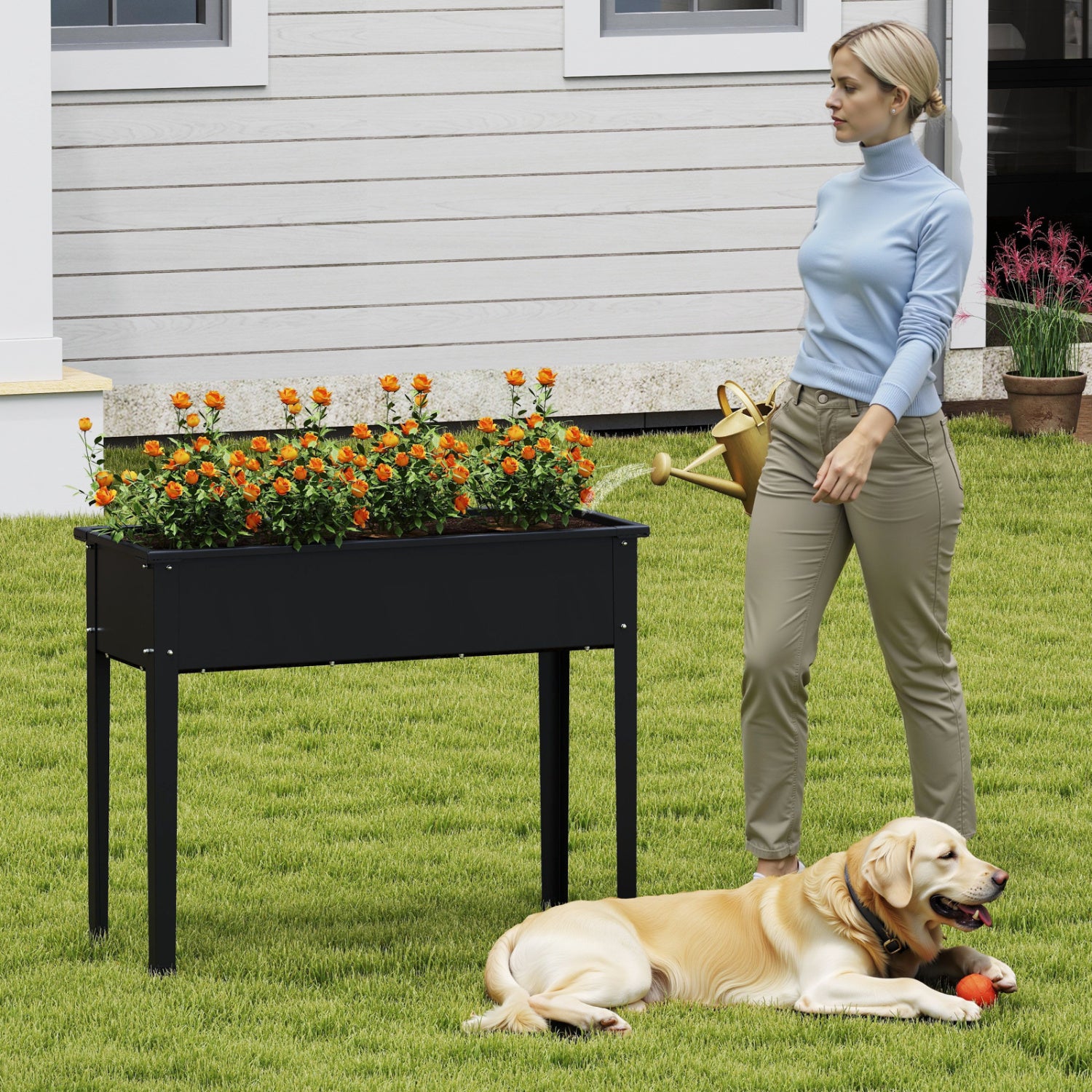 Metal Raised Garden Bed With Legs, M, Black Raised Garden Beds at Gallery Canada