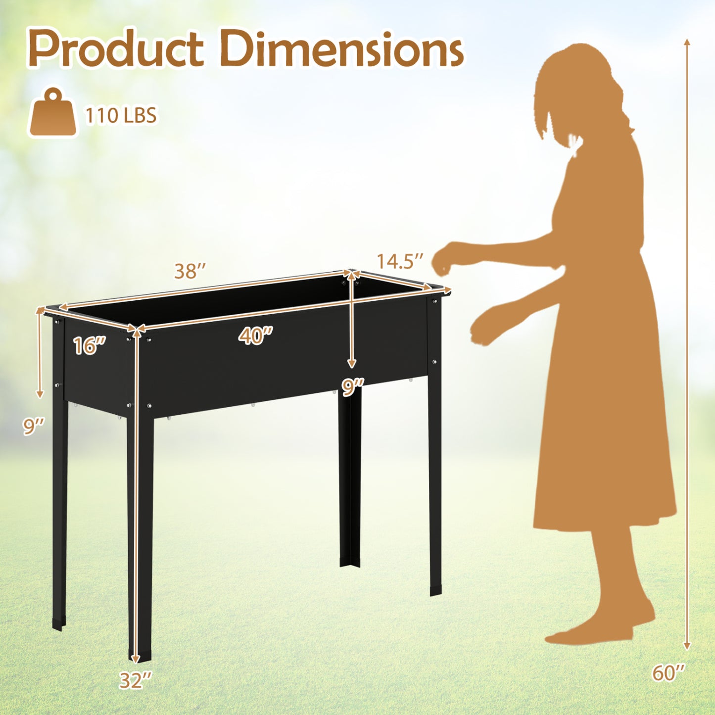 Metal Raised Garden Bed With Legs, M, Black Raised Garden Beds at Gallery Canada