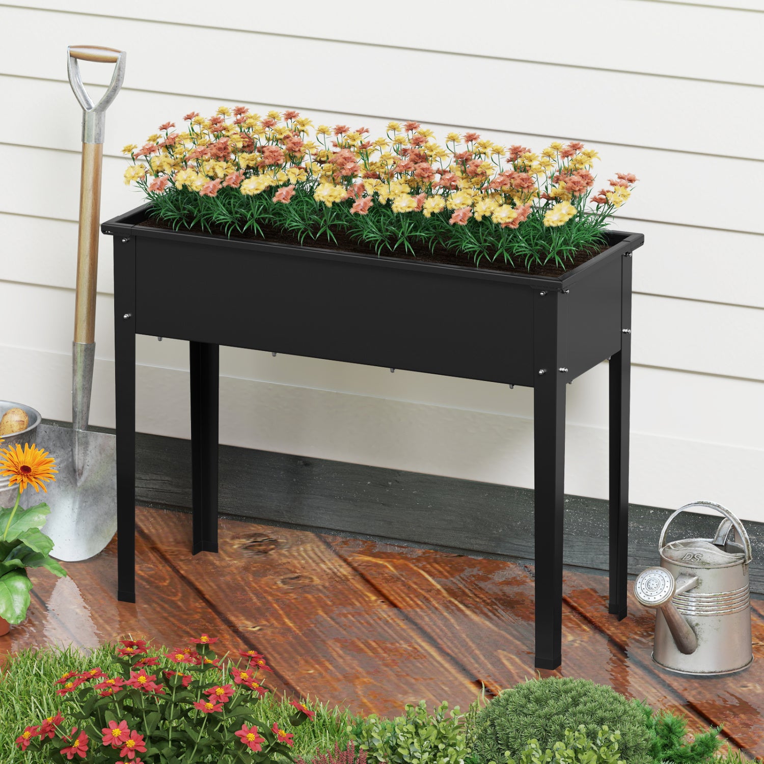 Metal Raised Garden Bed With Legs, M, Black Raised Garden Beds at Gallery Canada