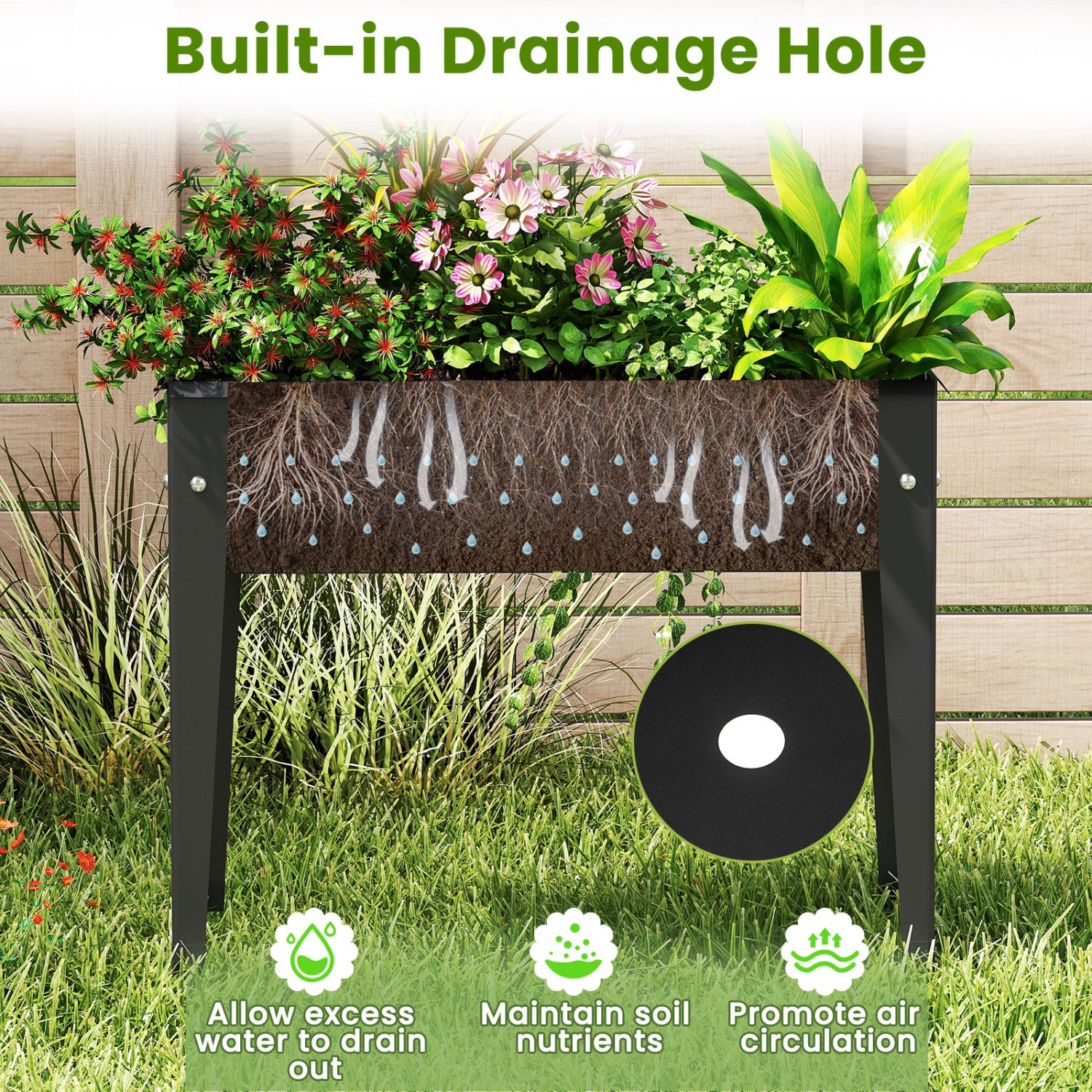 Raised Garden Bed, Elevated Metal Planter Box With Legs, S, Black Raised Garden Beds at Gallery Canada