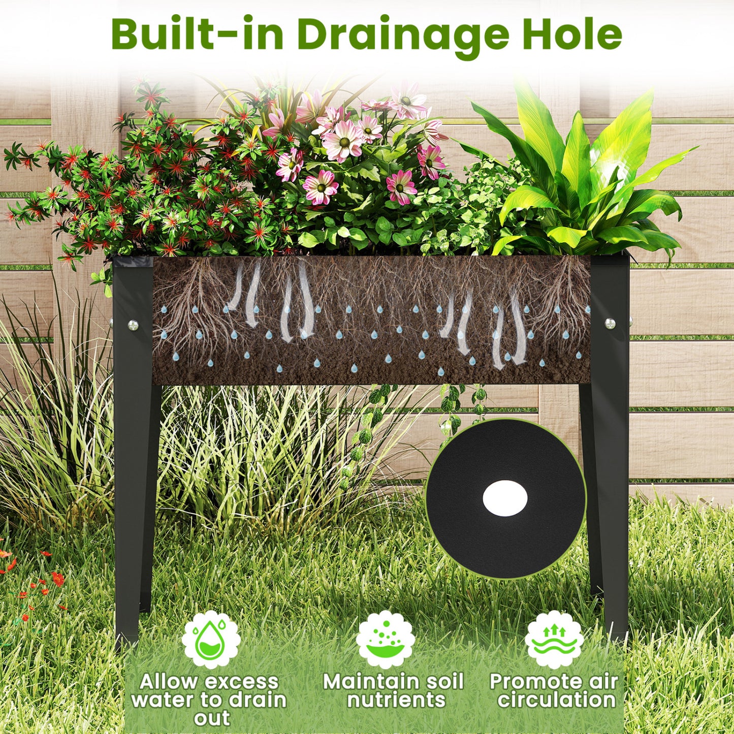 Raised Garden Bed, Elevated Metal Planter Box With Legs, S, Black Raised Garden Beds at Gallery Canada
