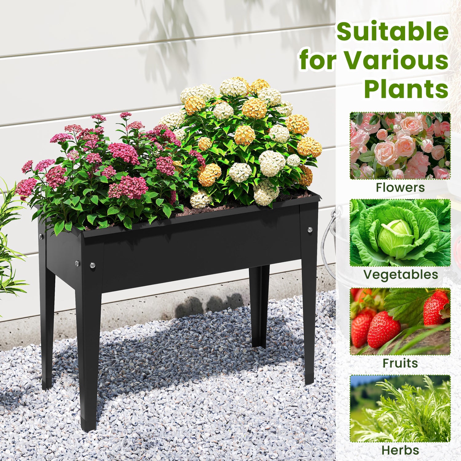 Raised Garden Bed, Elevated Metal Planter Box With Legs, S, Black Raised Garden Beds at Gallery Canada
