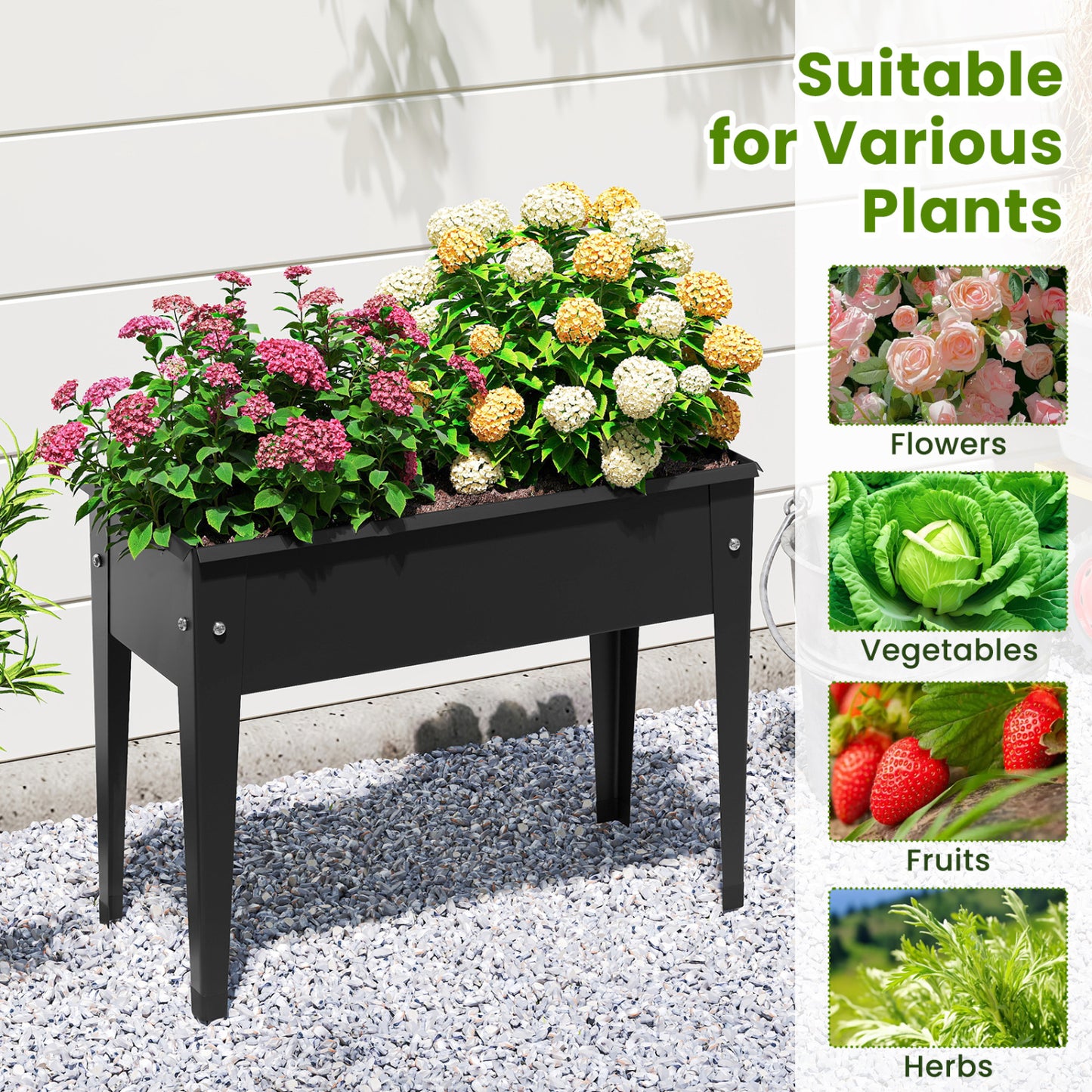 Raised Garden Bed, Elevated Metal Planter Box With Legs, S, Black Raised Garden Beds at Gallery Canada