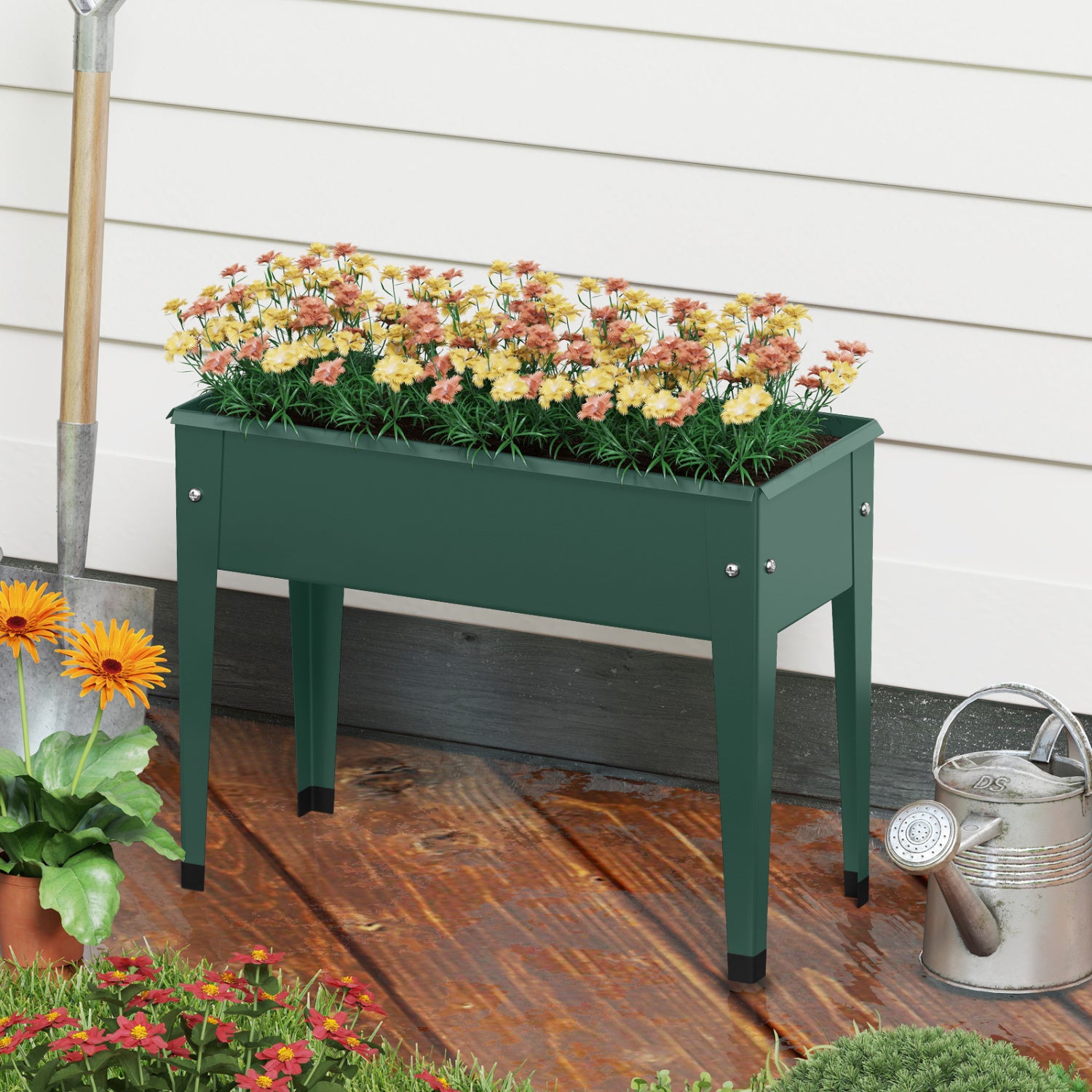 Raised Garden Bed, Elevated Metal Gardening Box With Legs, Green Raised Garden Beds at Gallery Canada