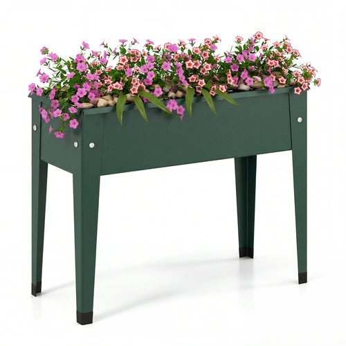 Raised Garden Bed, Elevated Metal Gardening Box With Legs, Green
