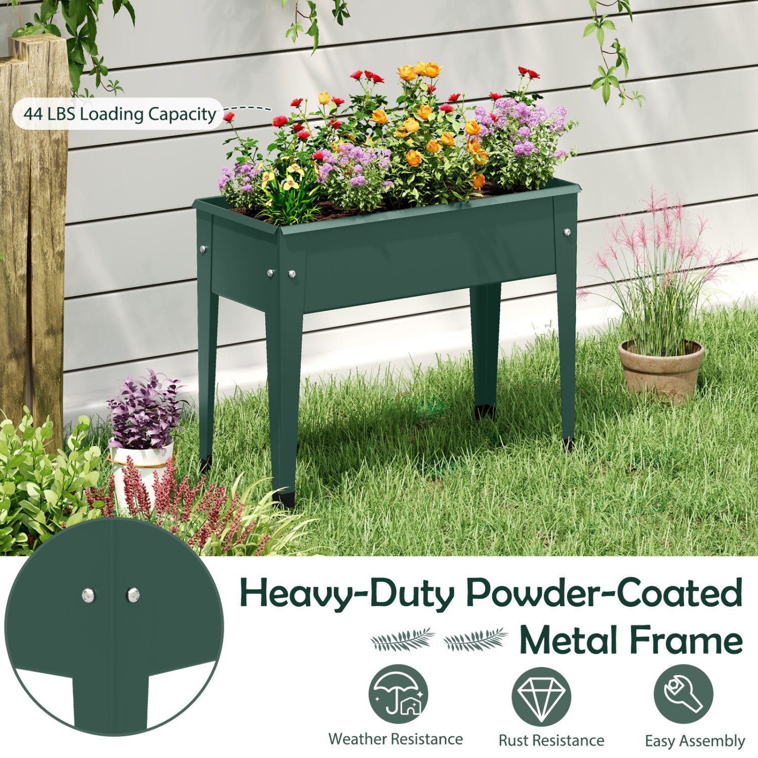 Raised Garden Bed, Elevated Metal Gardening Box With Legs, Green Raised Garden Beds at Gallery Canada