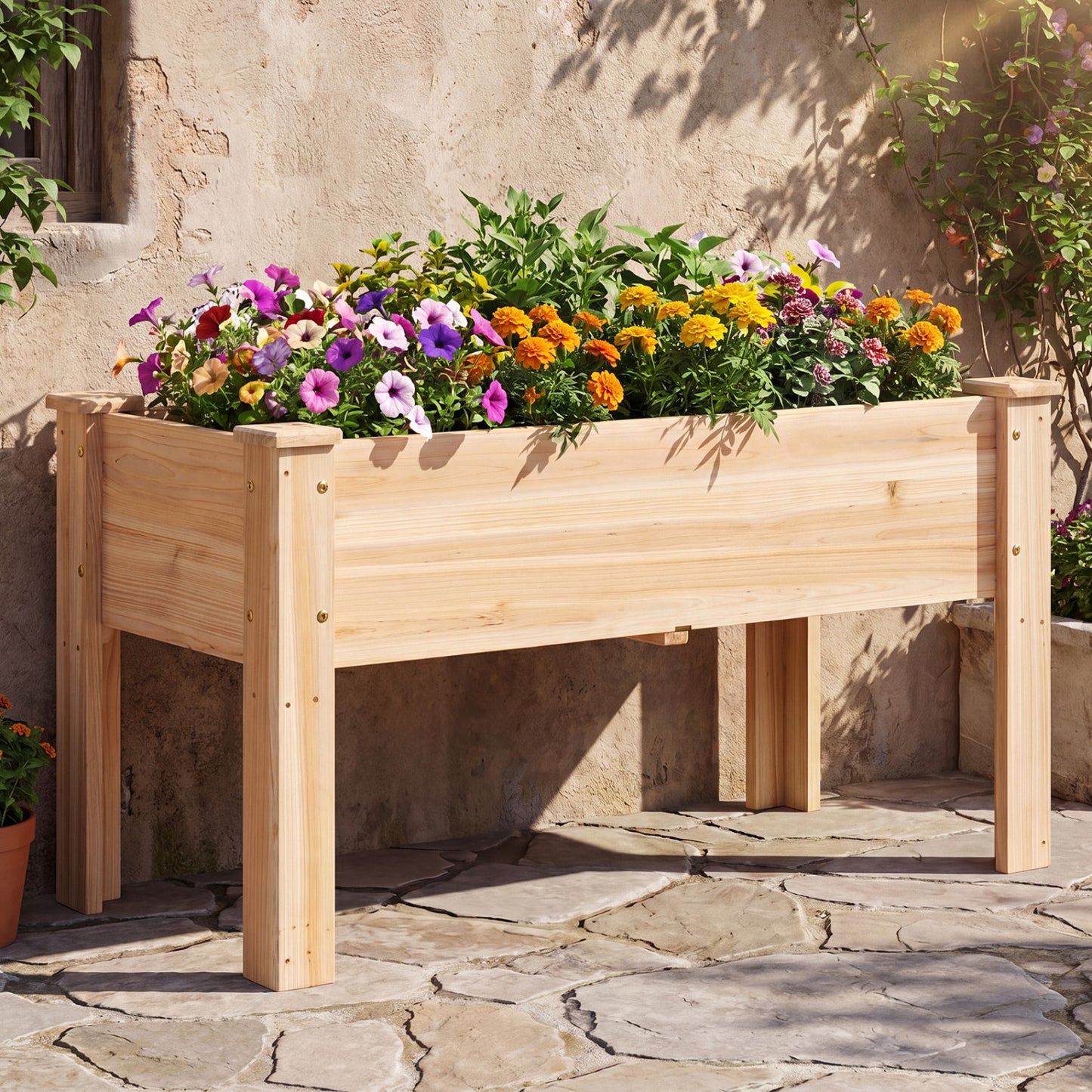 Raised Garden Bed, Elevated Planter Box, Wood, Natural Raised Garden Beds at Gallery Canada