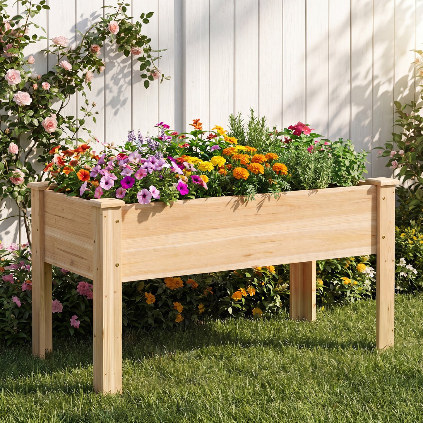 Raised Garden Bed, Elevated Planter Box, Wood, Natural Raised Garden Beds at Gallery Canada