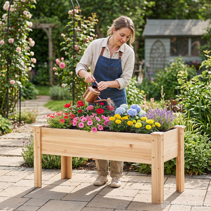 Raised Garden Bed, Elevated Planter Box, Wood, Natural Raised Garden Beds at Gallery Canada