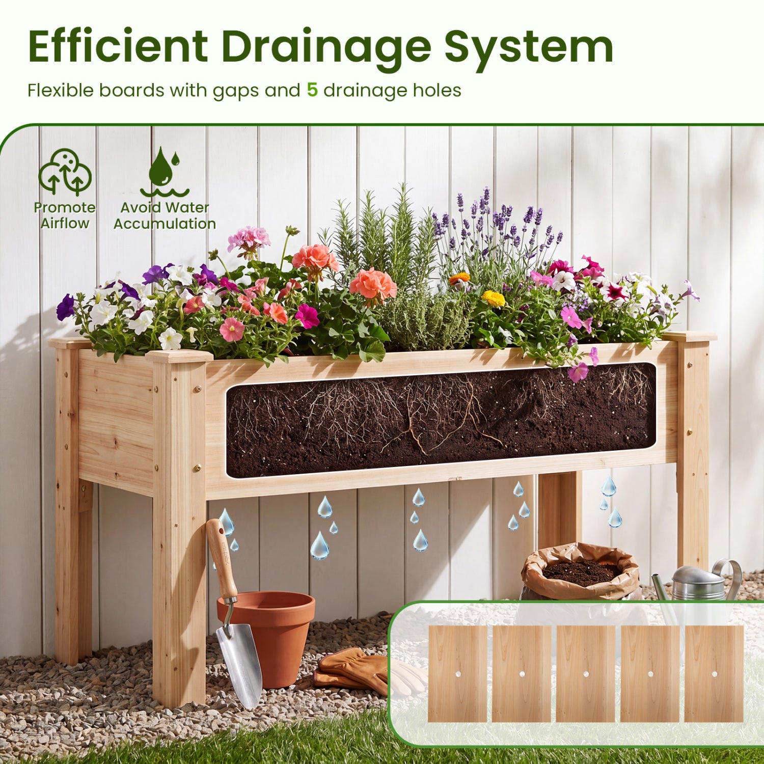 Raised Garden Bed, Elevated Planter Box, Wood, Natural Raised Garden Beds at Gallery Canada