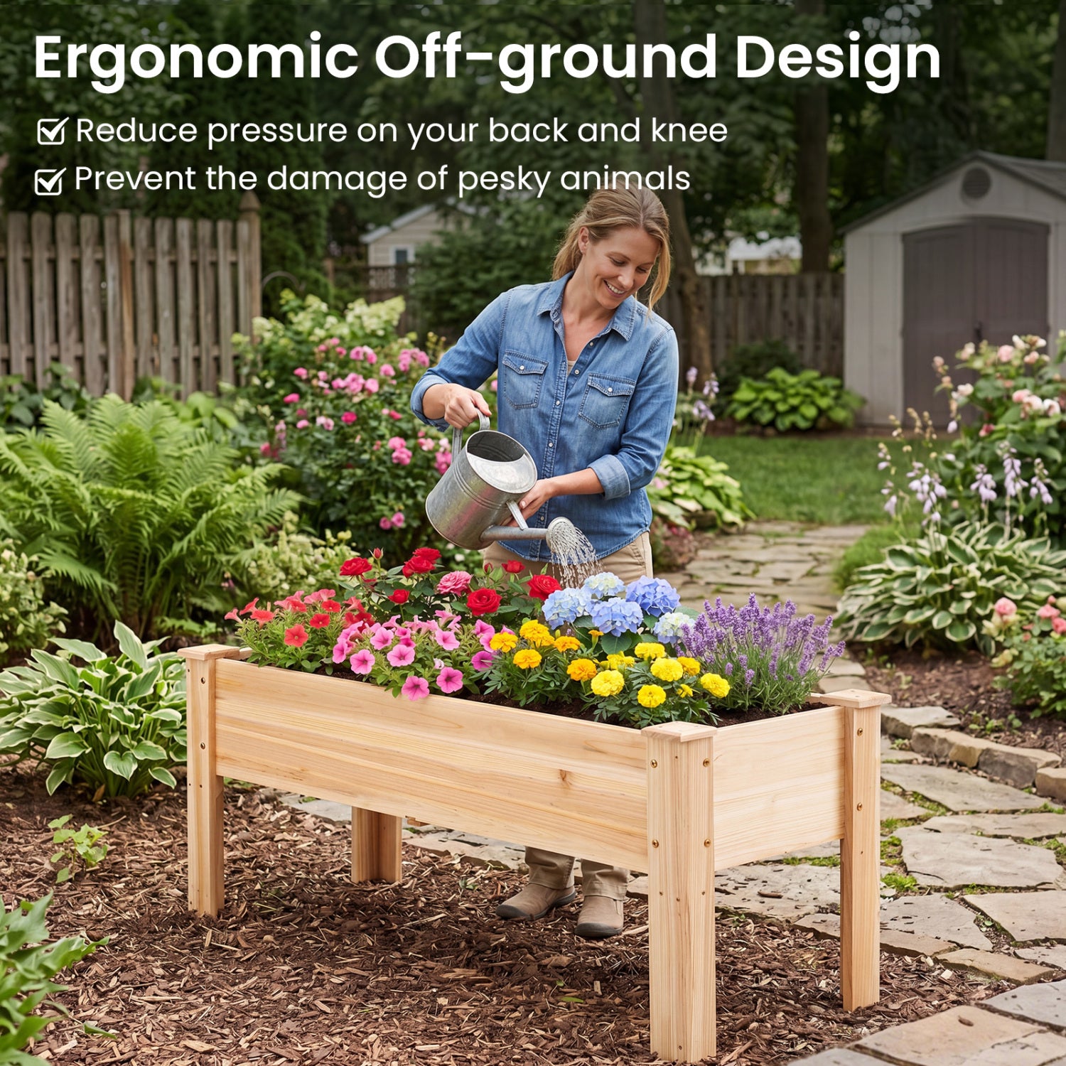 Raised Garden Bed, Elevated Planter Box, Wood, Natural Raised Garden Beds at Gallery Canada