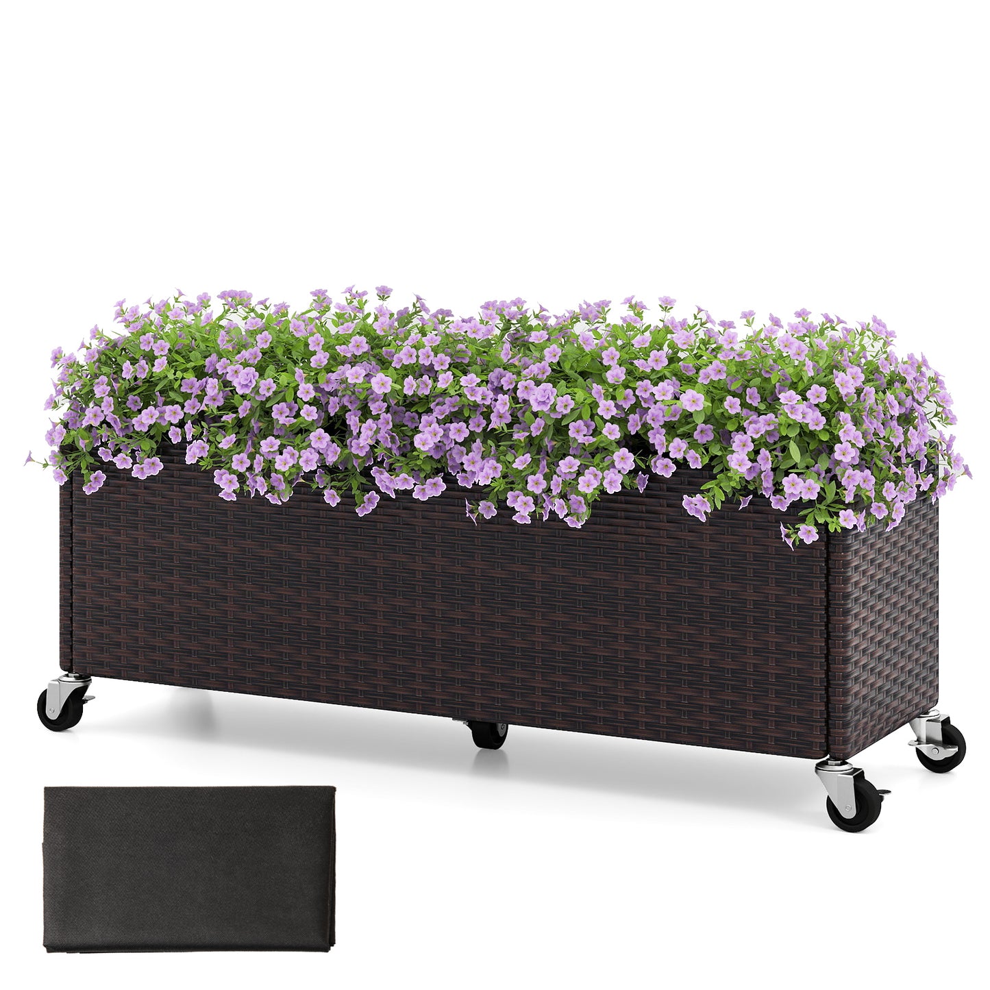 Raised Garden Bed PE Rattan Wicker Patio Planter Box with Wheels and Liner Raised Garden Beds Options at Gallery Canada