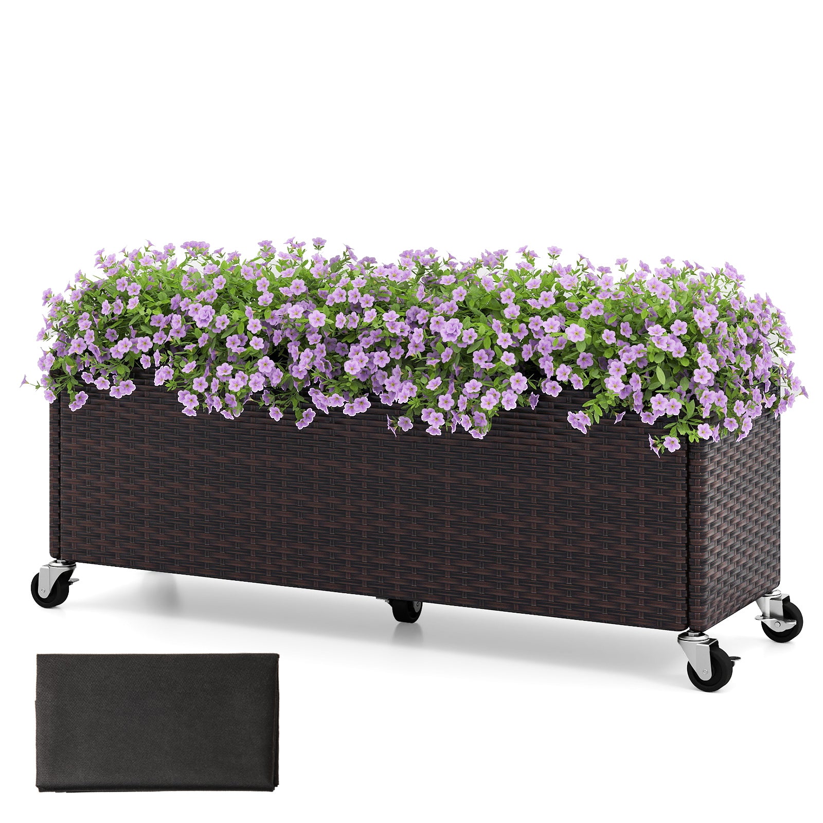 Raised Garden Bed PE Rattan Wicker Patio Planter Box with Wheels and Liner Raised Garden Beds Options at Gallery Canada