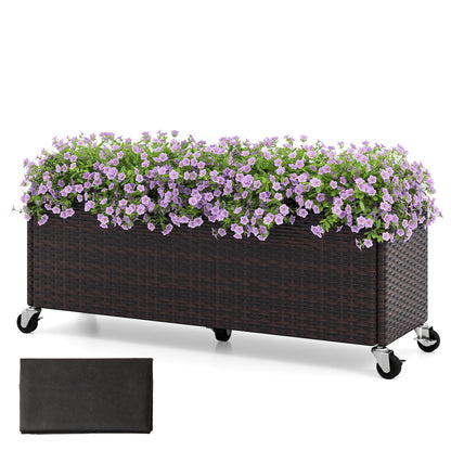 Raised Garden Bed PE Rattan Wicker Patio Planter Box with Wheels and Liner Raised Garden Beds Options at Gallery Canada