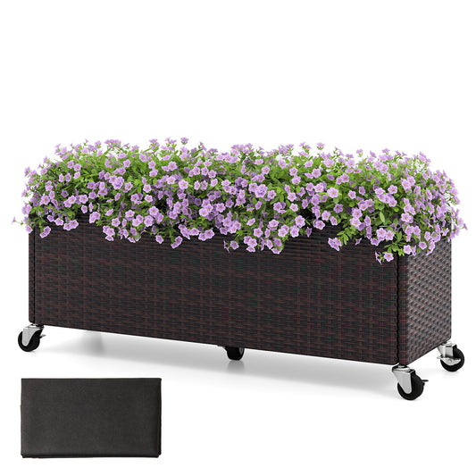 Raised Garden Bed PE Rattan Wicker Patio Planter Box with Wheels and Liner Raised Garden Beds Options at Gallery Canada