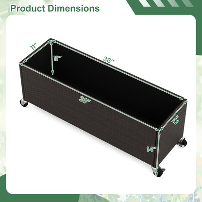 Raised Garden Bed PE Rattan Wicker Patio Planter Box with Wheels and Liner Raised Garden Beds at Gallery Canada