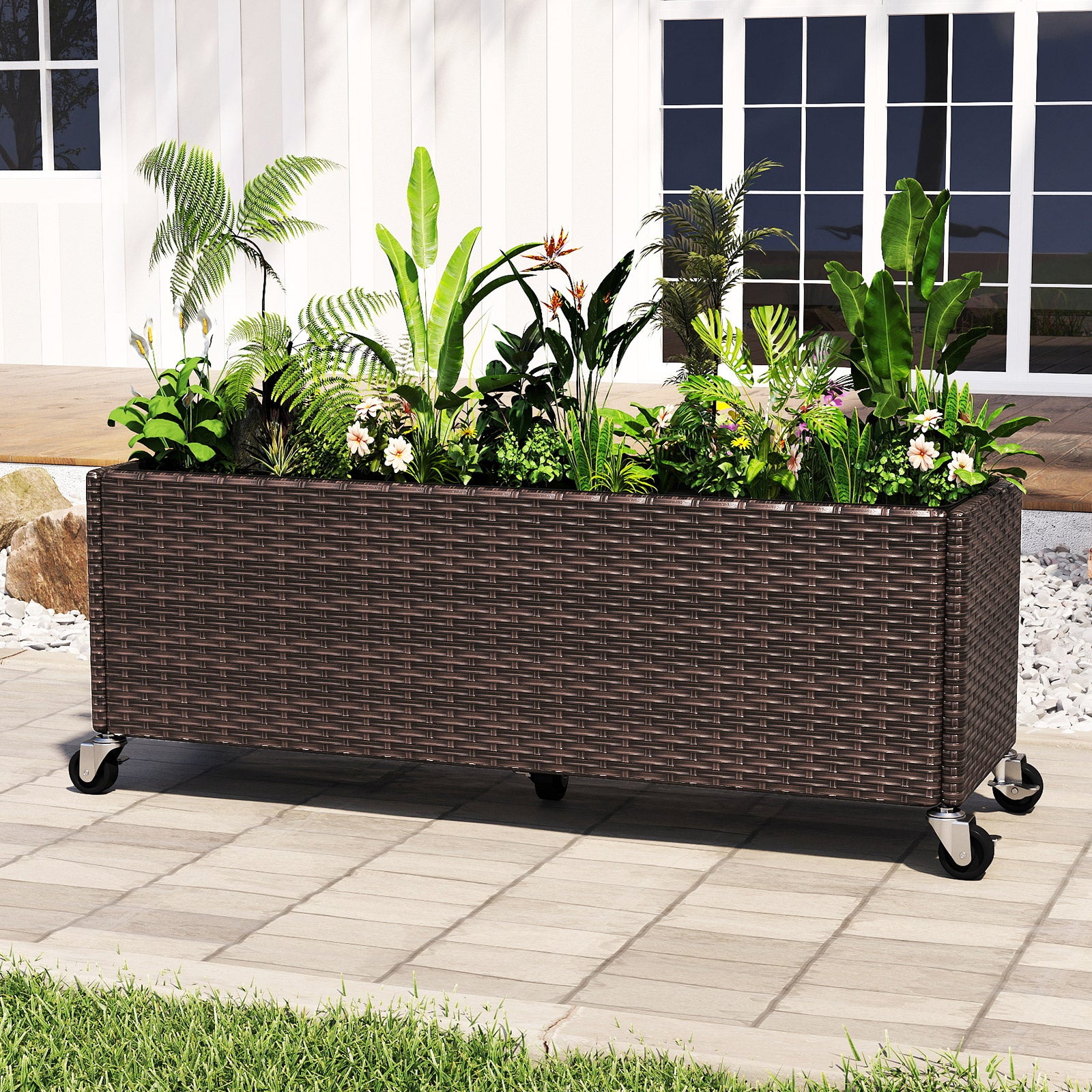 Raised Garden Bed, Patio Planter Box With Wheels And Liner Raised Garden Beds at Gallery Canada