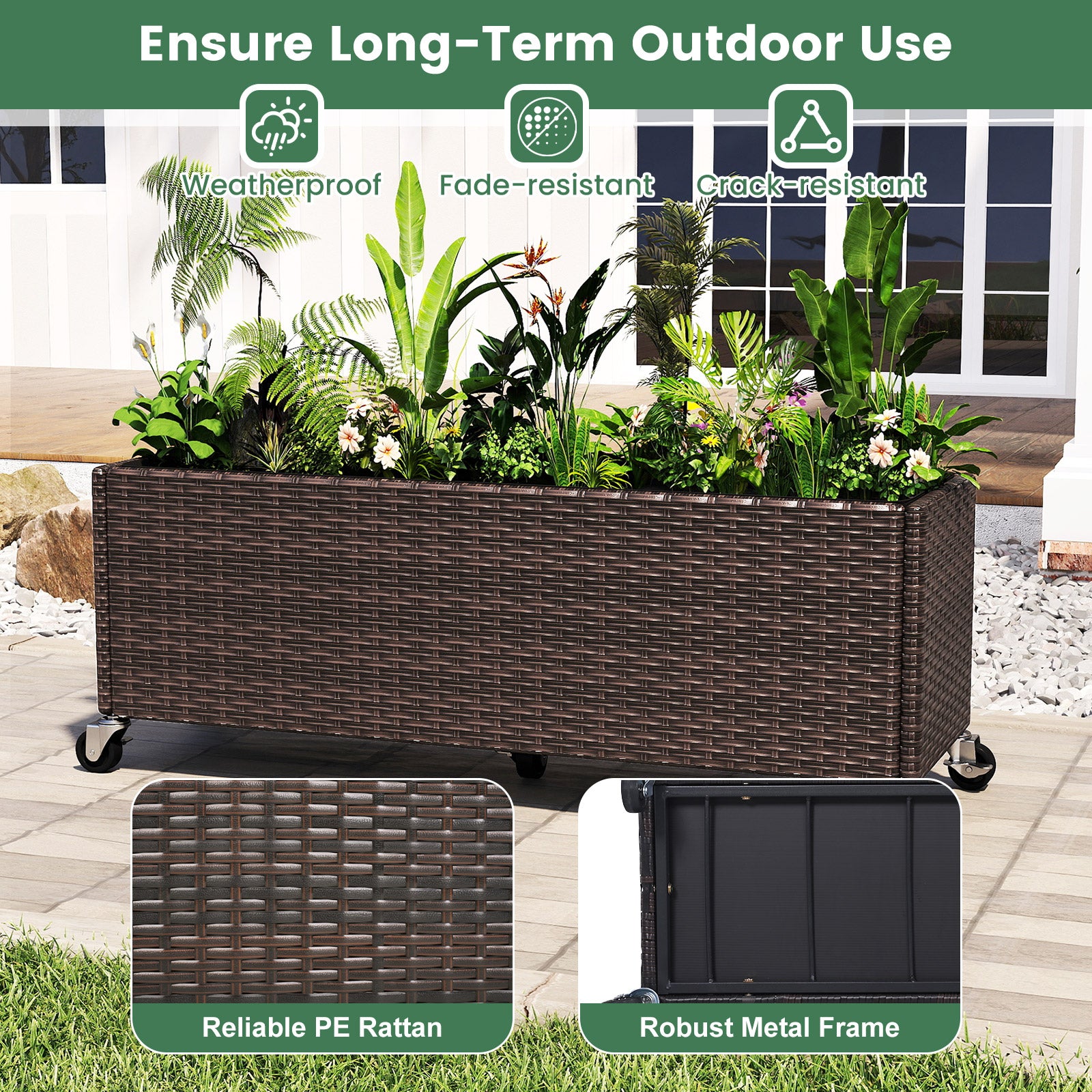Raised Garden Bed, Patio Planter Box With Wheels And Liner Raised Garden Beds at Gallery Canada