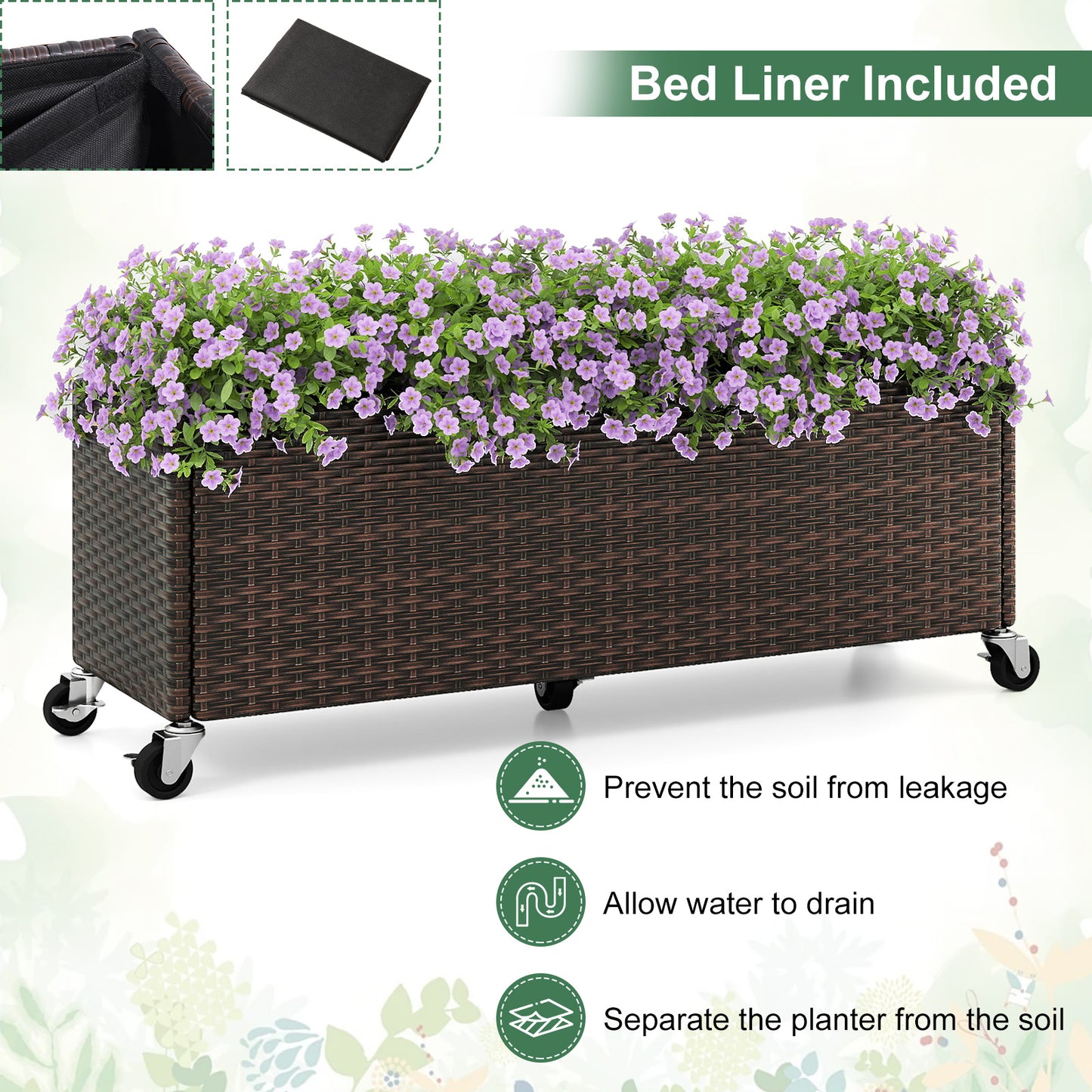 Raised Garden Bed, Patio Planter Box With Wheels And Liner Raised Garden Beds at Gallery Canada