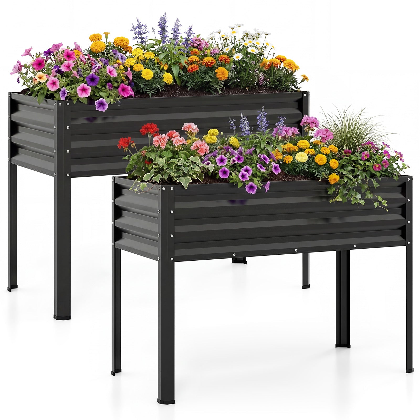 Large Raised Garden Bed Set, 2 Metal Elevated Planter Boxes, Black Raised Garden Beds at Gallery Canada