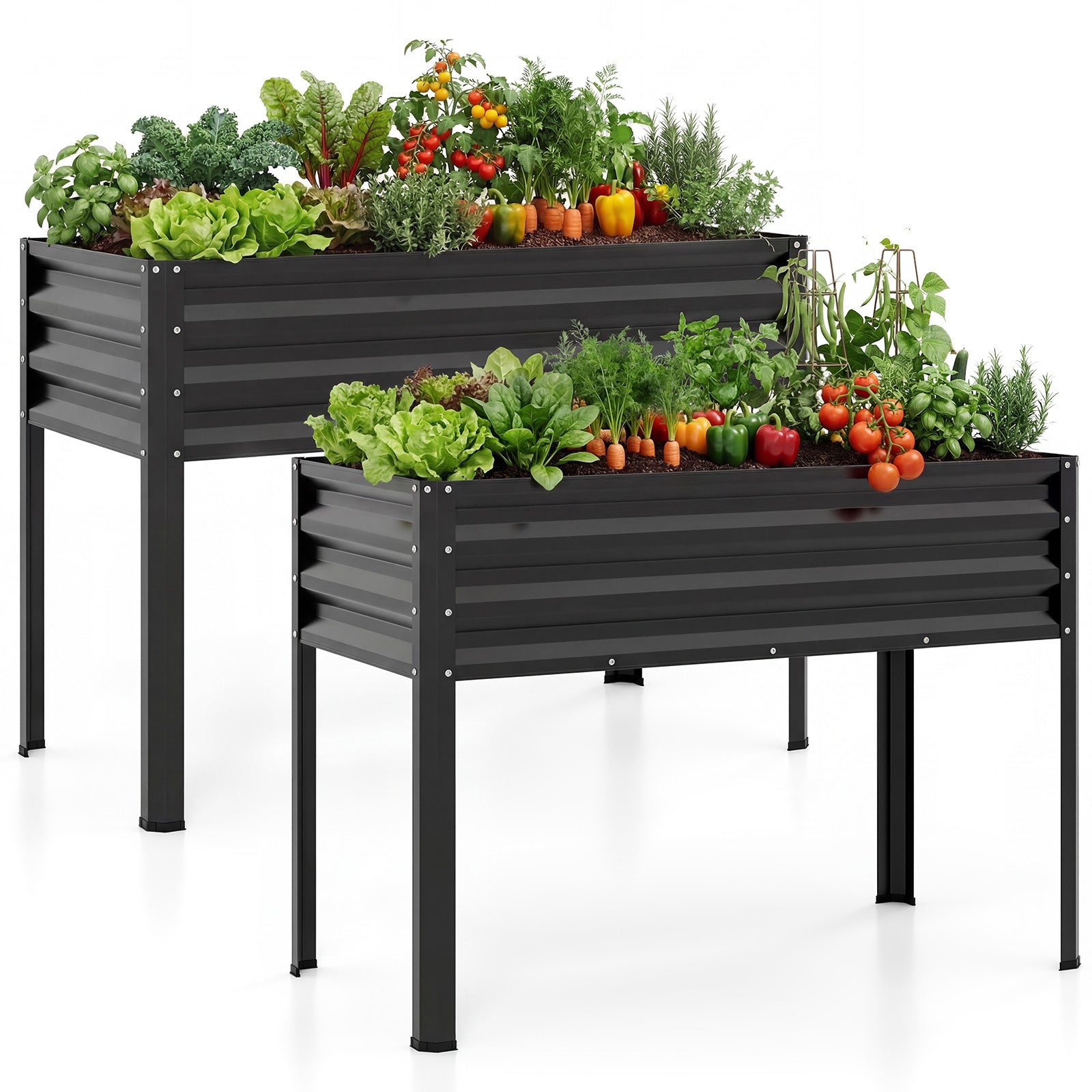 Large Raised Garden Bed Set, 2 Metal Elevated Planter Boxes, Black Raised Garden Beds at Gallery Canada