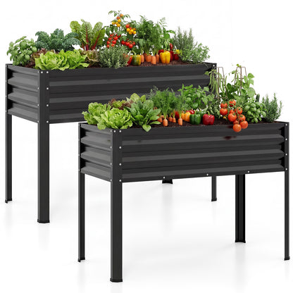 Large Raised Garden Bed Set, 2 Metal Elevated Planter Boxes, Black Raised Garden Beds at Gallery Canada