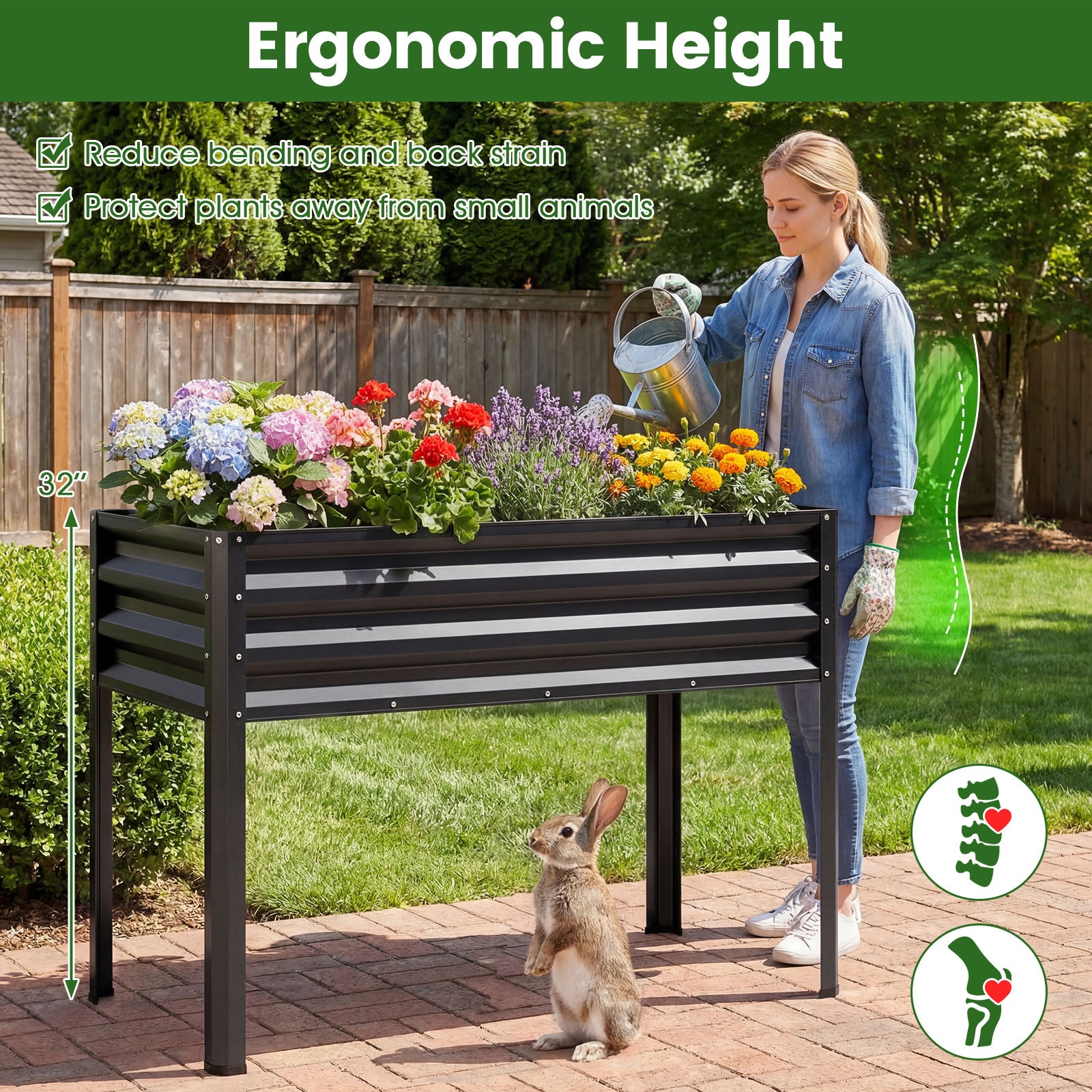 Large Raised Garden Bed Set, 2 Metal Elevated Planter Boxes, Black Raised Garden Beds at Gallery Canada