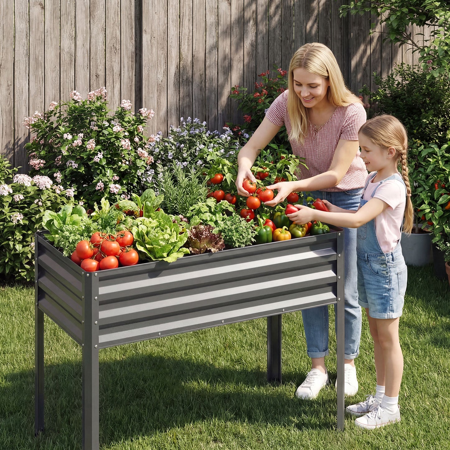 Large Elevated Planter Box Set, 2 Pack, Grey Raised Garden Beds at Gallery Canada