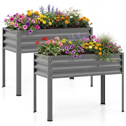 Large Elevated Planter Box Set, 2 Pack, Grey