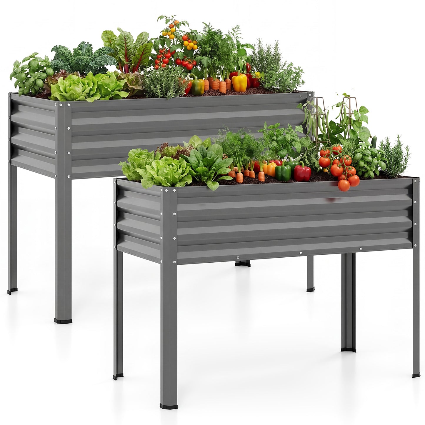 Large Elevated Planter Box Set, 2 Pack, Grey Raised Garden Beds at Gallery Canada