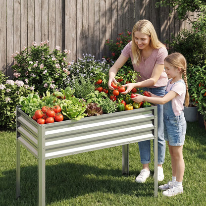 Large Elevated Metal Planter Box Set, 2 Pack, Silver Raised Garden Beds at Gallery Canada